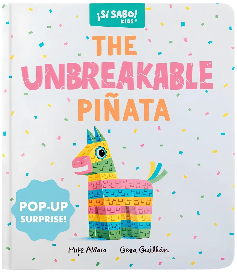 Cover of The Unbreakable Piñata, showing a colorful striped donkey piñata against a white background